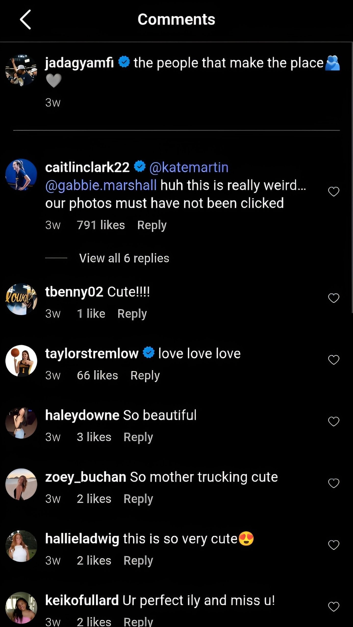 Caitlin Clark's comment